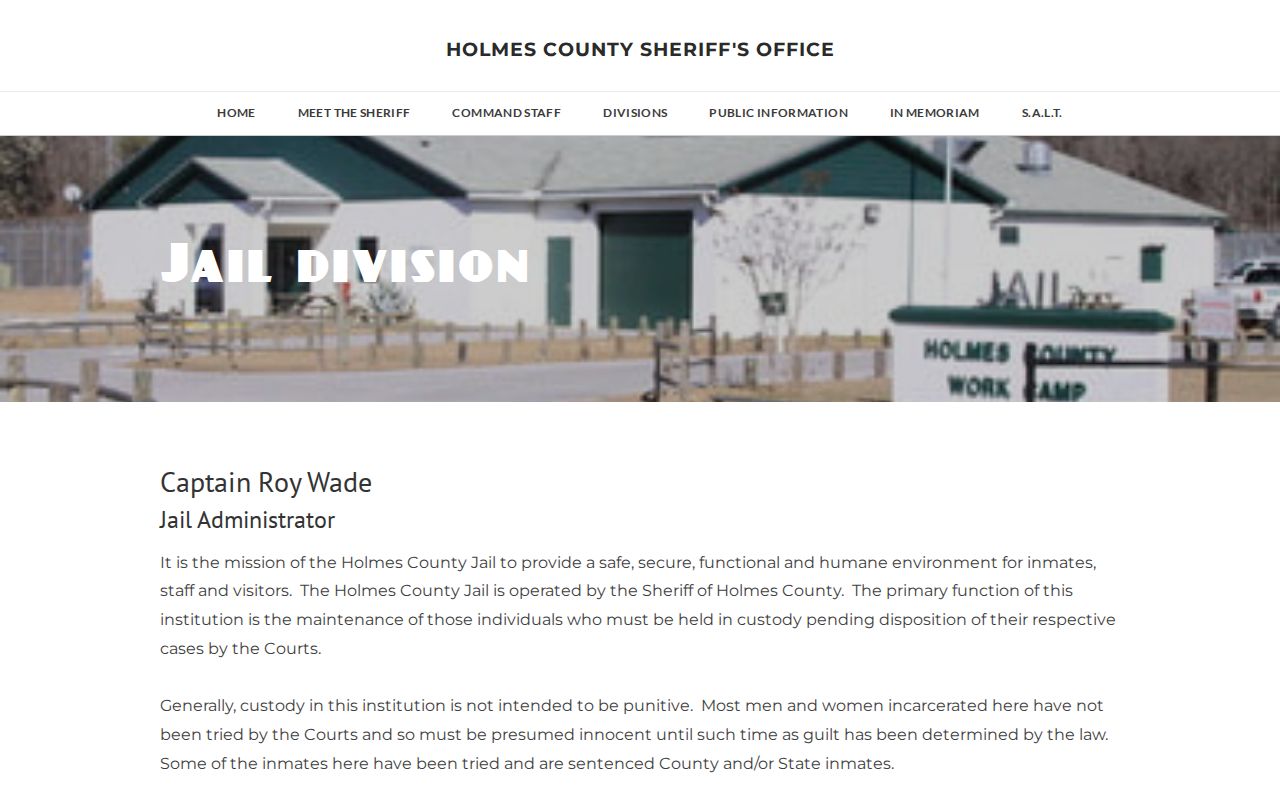 Official Holmes County Sheriff’s Office jail page for Ponce de Leon custody checks