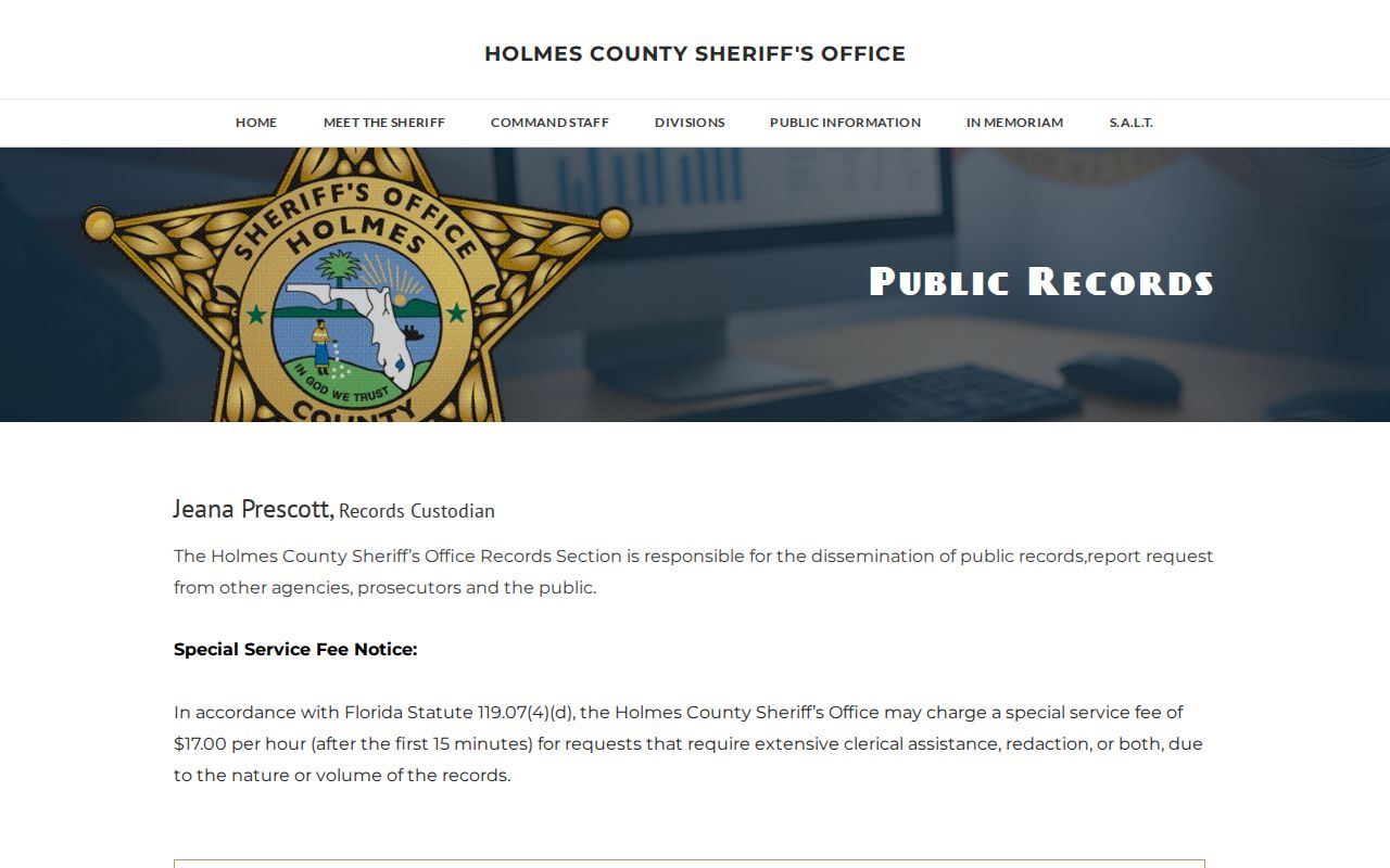 HCSO Records public request page