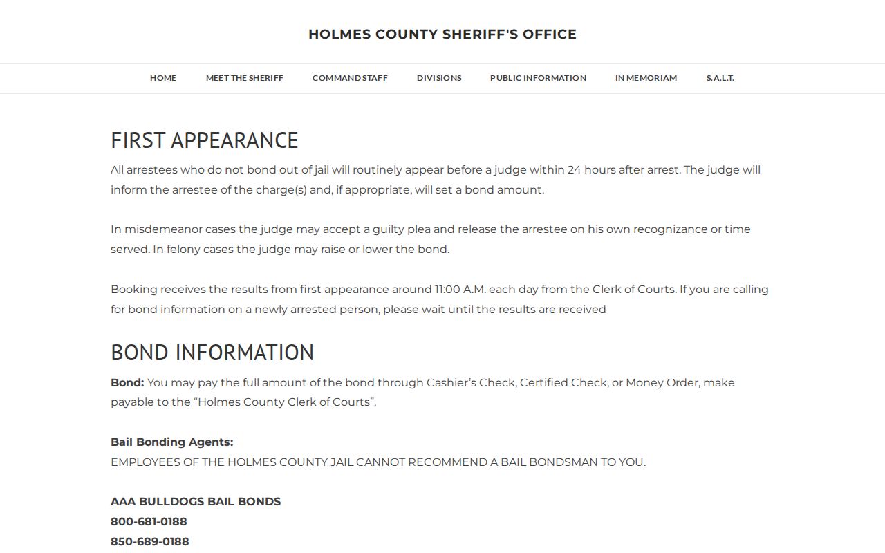 HCSO bond and first appearance information