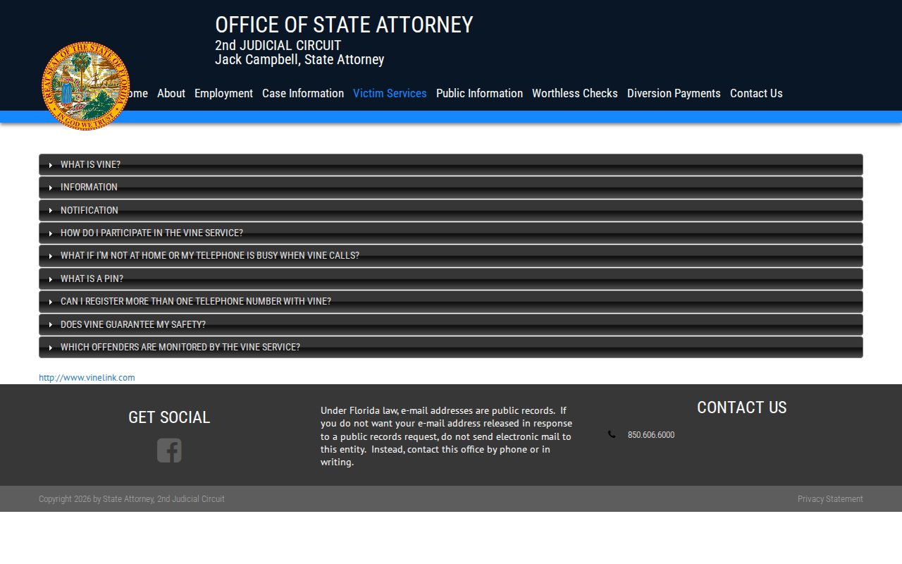 Official Florida VINE program explanation for custody notification registration