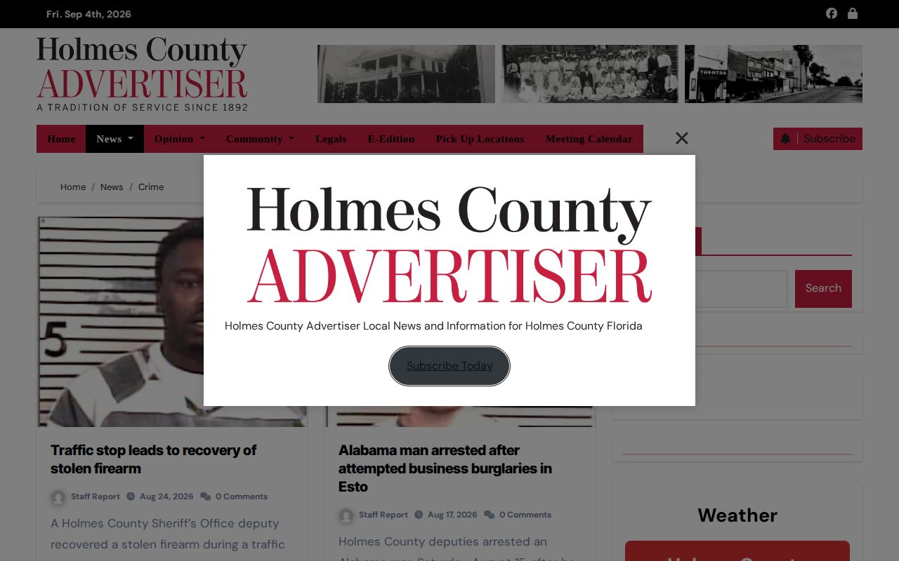 Holmes County Advertiser crime news category